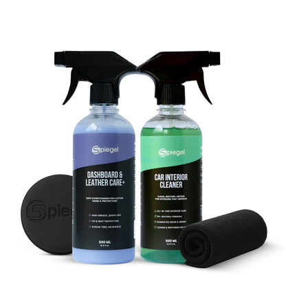 Spiegel Car Interior Cleaning Kit with Dashboard & Leather Care, All-in-One Protection & Interior Conditioning for Leather Seats, Plastics, Rubber & Vinyl | 500 ML Each