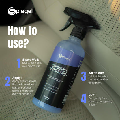 Spiegel Car Care Combo | Supreme Tyre Gloss + Dashboard & Leather Polish (500 ml Each) | High Shine, UV Protection & Interior Conditioning | Complete Detailing Kit