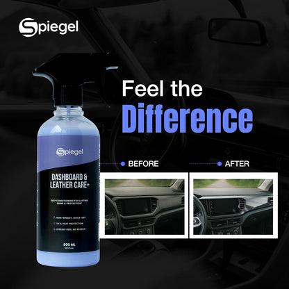 Spiegel Car Care Combo | Supreme Tyre Gloss + Dashboard & Leather Polish (500 ml Each) | High Shine, UV Protection & Interior Conditioning | Complete Detailing Kit